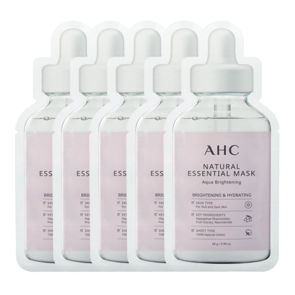 AHC Natural Essential Mask Aqua Brightening 28g - 5 pack on Sale