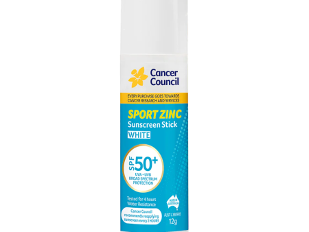 Cancer Council Sport Zinc White Sunscreen Stick SPF50+ 12.0g For Cheap