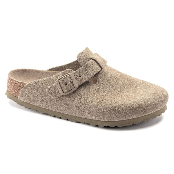 Birkenstock Boston SFB Sandals - Faded Khaki Suede For Cheap