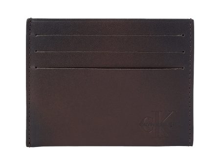 Calvin Klein Logo Leather Card Holder Wallet - Bitter Brown For Discount