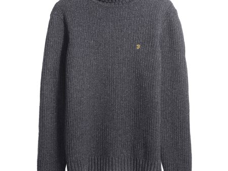 Farah Anton Fisherman Knit - Charcoal Online Hot Sale