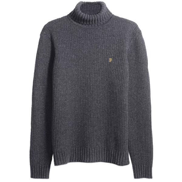 Farah Anton Fisherman Knit - Charcoal Online Hot Sale