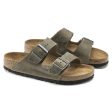 Birkenstock Arizona SFB Sandals - Faded Khaki Oiled Leather For Sale