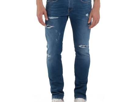 Replay Hyperflex Anbass Rip & Repair Slim Tapered Jeans Sale