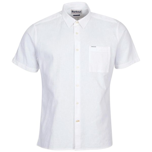 Barbour Nelson Short Sleeve Linen Shirt - White Online now