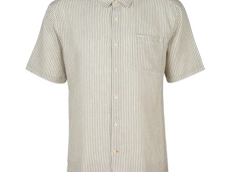 Barbour Deerpark Short Sleeve Linen Shirt - Olive Stripe For Sale