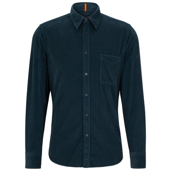 Boss Relegant 6 Corduroy Shirt - Dark Teal Discount