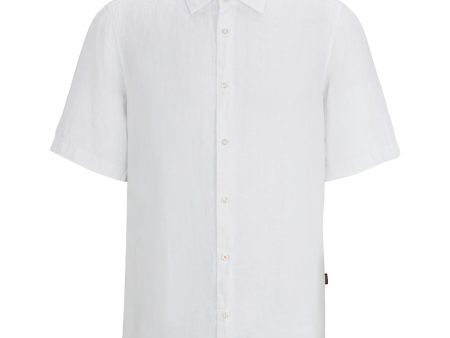 Boss Rash 2 Linen Short Sleeve Shirt - White on Sale