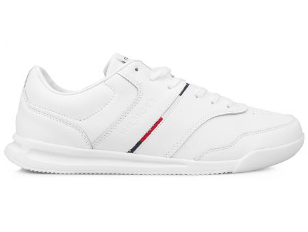 Tommy Hilfiger Lightweight Leather Stripe Trainers - White Discount