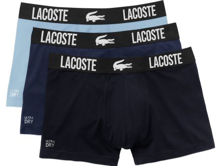 Lacoste 3 Pack Cotton Stretch Trunks 5H1309 - Royal Sky Navy Online Hot Sale