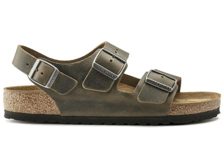 Birkenstock Milano FL Sandals - Faded Khaki Oiled Leather For Sale