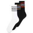 Boss 3 Pack Rib Stripe Sport Socks - Black White Black Cheap