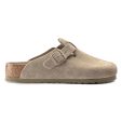 Birkenstock Boston SFB Sandals - Faded Khaki Suede For Cheap