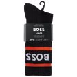 Boss 3 Pack Rib Stripe Sport Socks - Black White Black Cheap