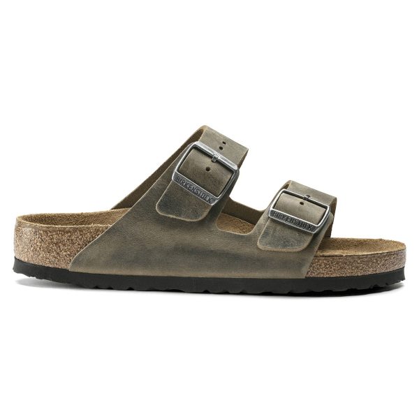 Birkenstock Arizona SFB Sandals - Faded Khaki Oiled Leather For Sale