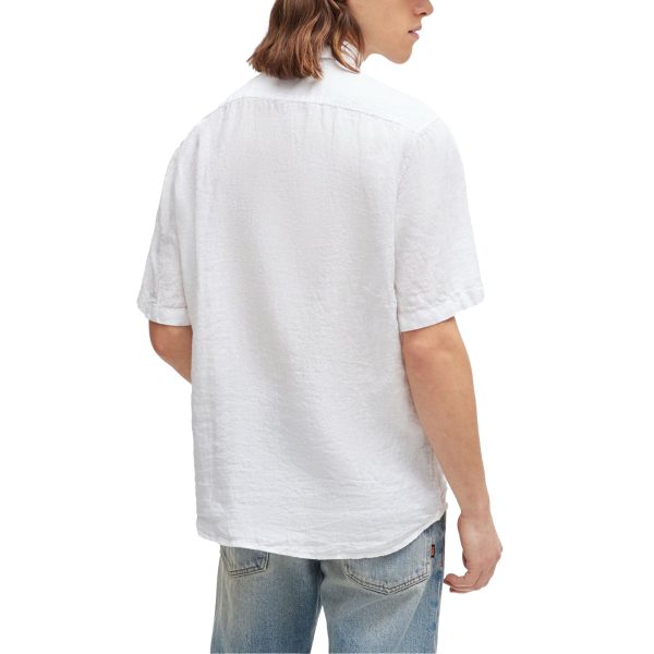 Boss Rash 2 Linen Short Sleeve Shirt - White on Sale