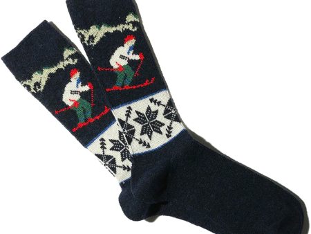 Anonymous Ism Wool Ski Jacquard Crew Socks - Navy Online Sale