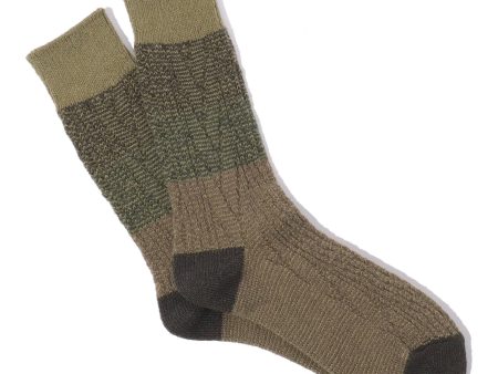 Anonymous Ism Gradation Cable Crew Socks - Olive Fashion