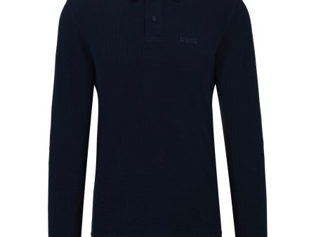 Boss PeTempesto Long Sleeve Polo - Dark Blue Online Hot Sale