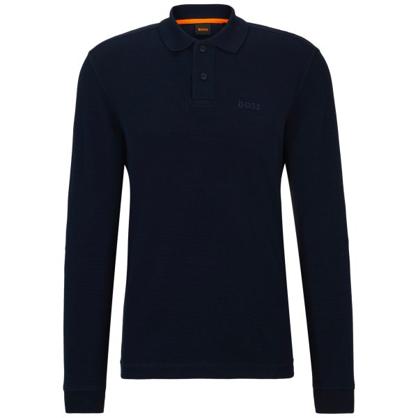 Boss PeTempesto Long Sleeve Polo - Dark Blue Online Hot Sale