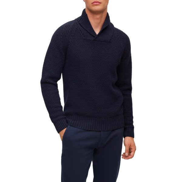 Boss Amado Shawl Neck Knit - Dark Blue Online Hot Sale