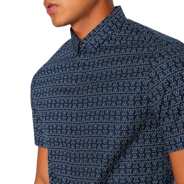 Armani Exchange 6RZC04 AX Print SS Shirt - Navy Online now