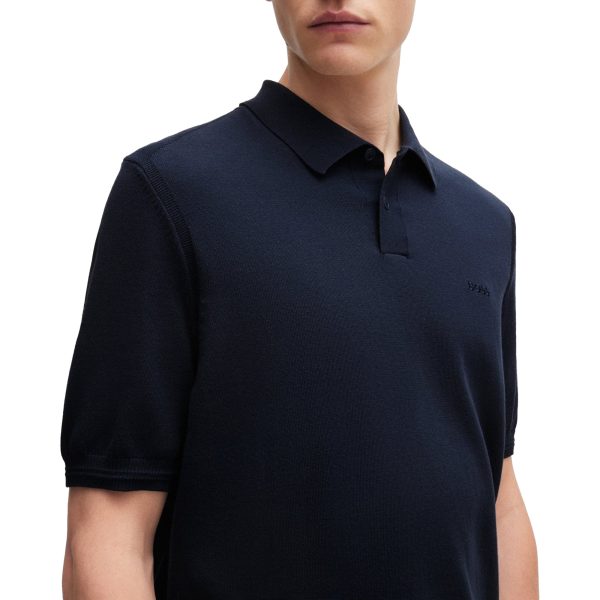 Boss Asac P Knitted Polo - Navy on Sale