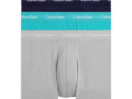 Calvin Klein Cotton Stretch Trunks - Cool Water   Grey Sand   Evelyn Blue Hot on Sale