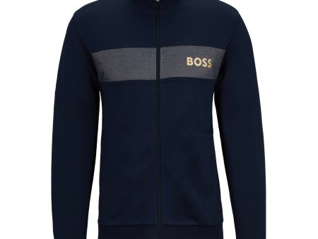 Boss Cotton Blend Full Zip Track Top - Navy Fashion