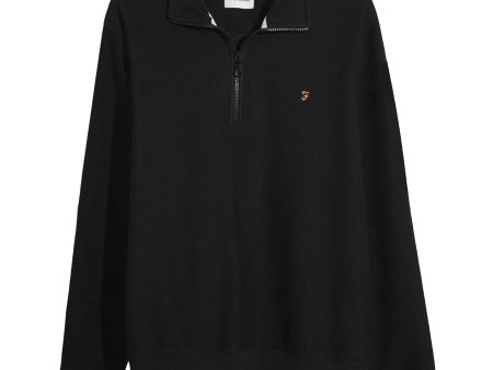 Farah Weah Twill 1 2 Zip Sweater - Black Hot on Sale