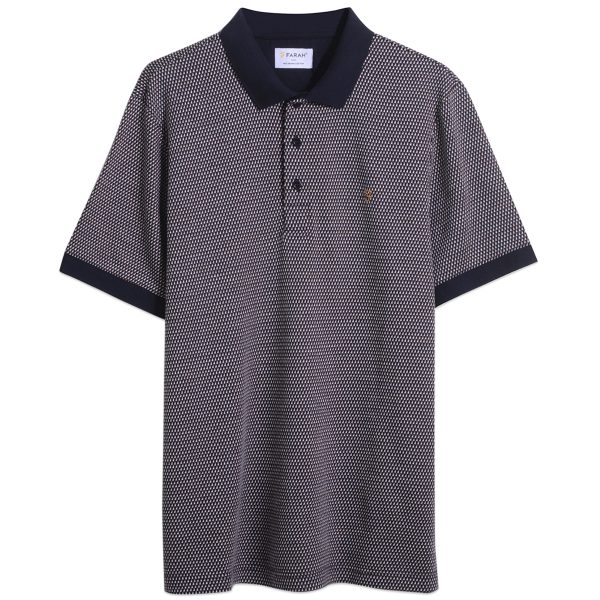 Farah Camden Jacquard Check Polo - True Navy Online Sale