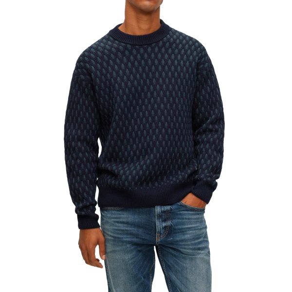 Boss Kesh Two Tone Knit - Navy Online now