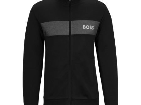 Boss Cotton Blend Full Zip Track Top - Black on Sale