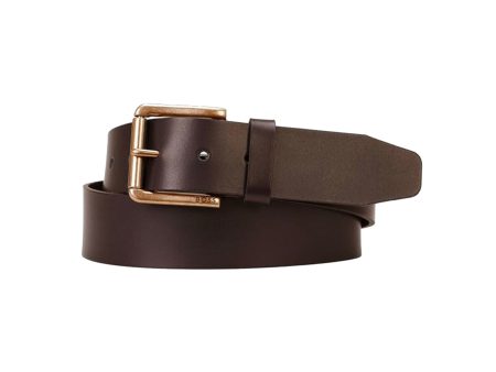 Boss Joris Large Buckle Leather Belt - Brown Online Sale