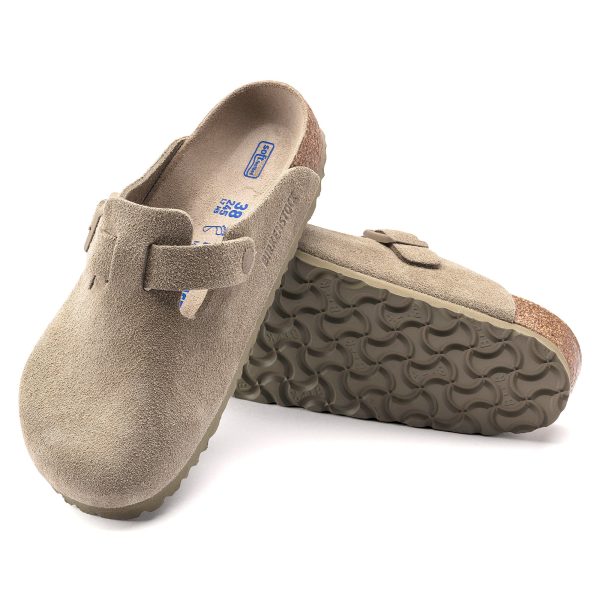 Birkenstock Boston SFB Sandals - Faded Khaki Suede For Cheap