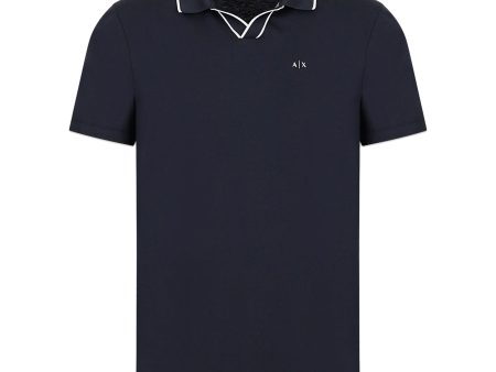 Armani Exchange 3RZFFC Open Neck Polo - Navy Sale