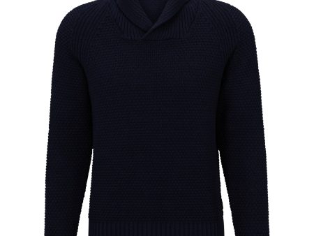 Boss Amado Shawl Neck Knit - Dark Blue Online Hot Sale