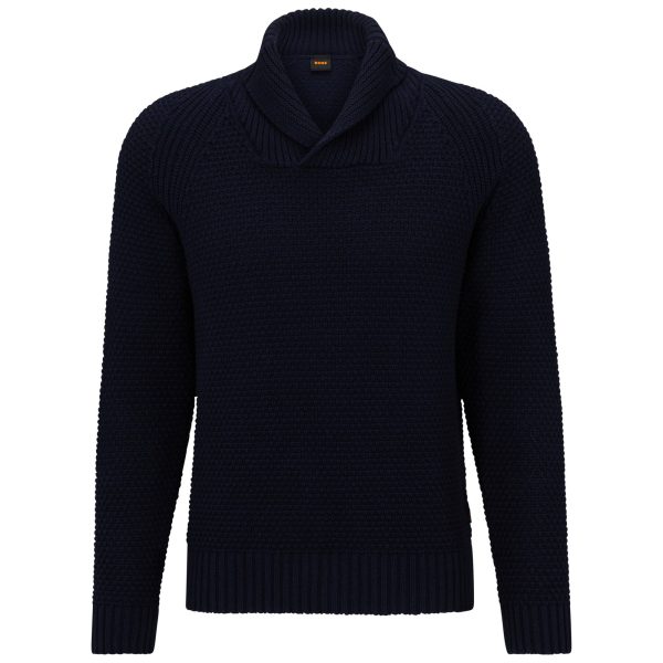 Boss Amado Shawl Neck Knit - Dark Blue Online Hot Sale