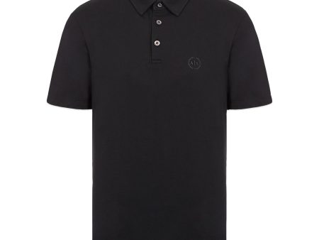 Armani Exchange Small Chest Logo Stretch Polo - Black For Cheap