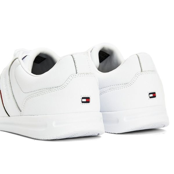 Tommy Hilfiger Lightweight Leather Stripe Trainers - White Discount