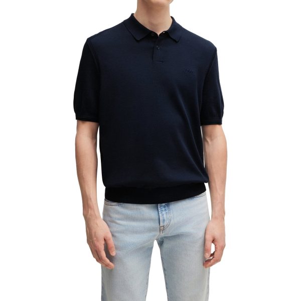 Boss Asac P Knitted Polo - Navy on Sale