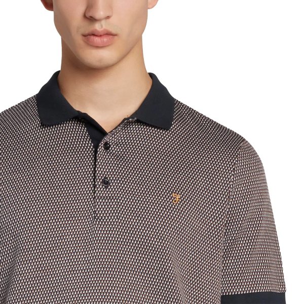 Farah Camden Jacquard Check Polo - True Navy Online Sale