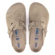 Birkenstock Boston SFB Sandals - Faded Khaki Suede For Cheap