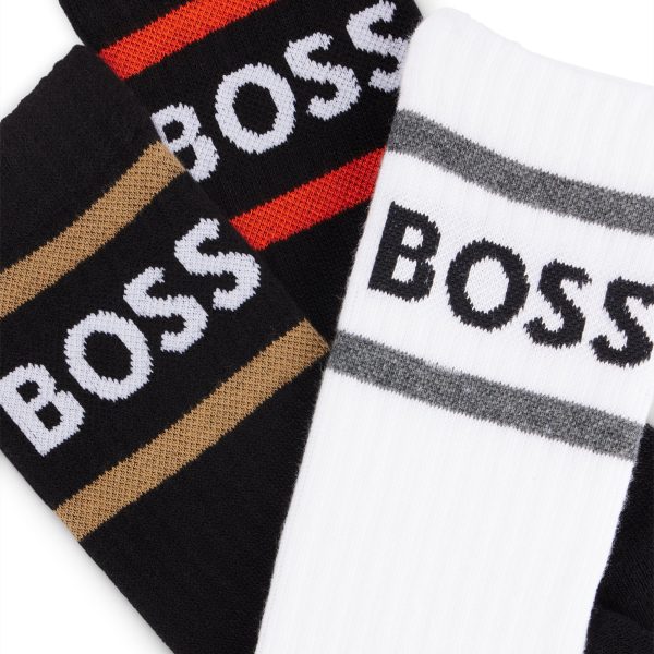 Boss 3 Pack Rib Stripe Sport Socks - Black White Black Cheap