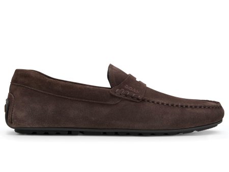 Boss Noel Mocc Driving Shoe - Dark Brown Suede Discount